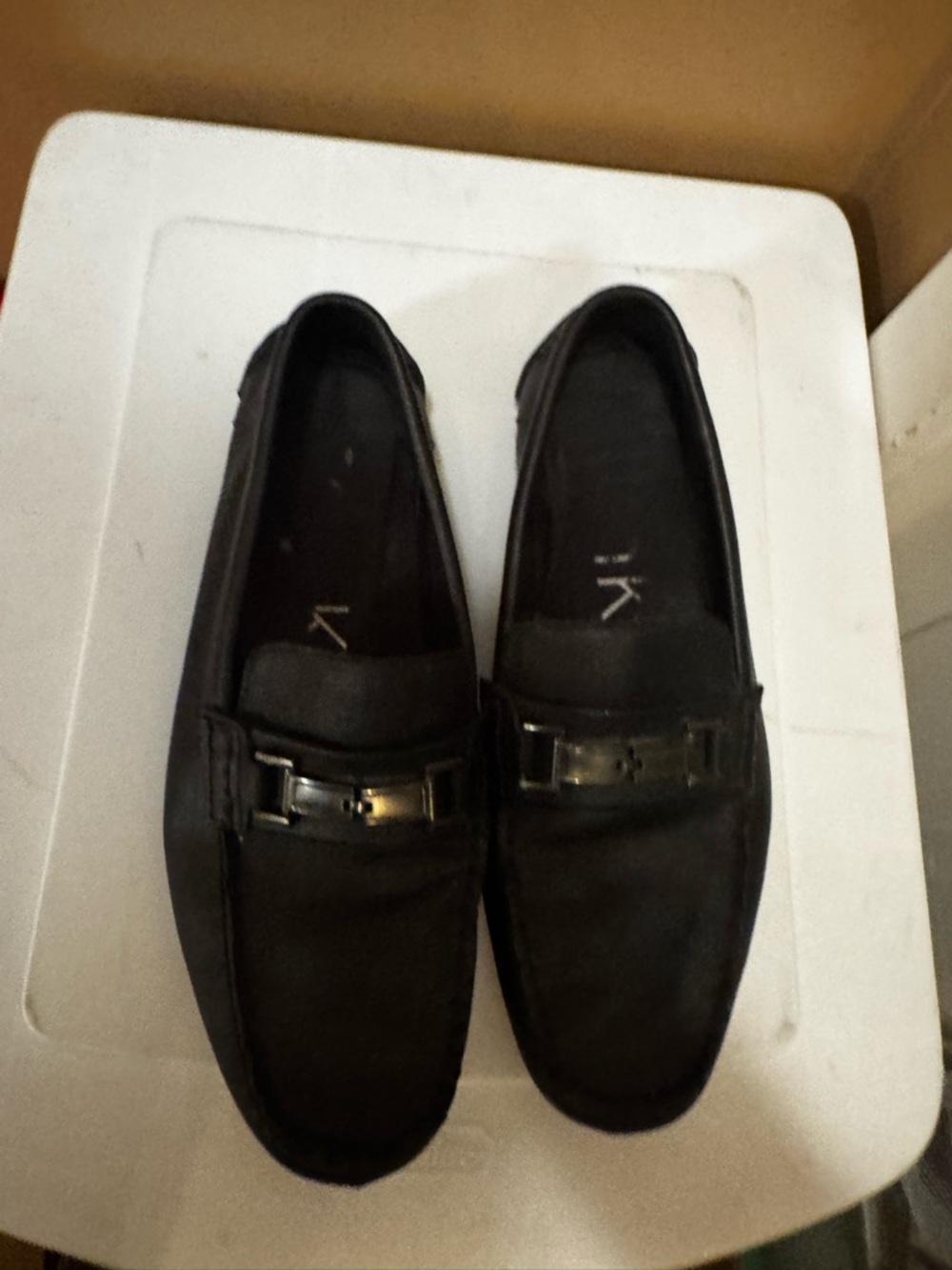 Calvin Klein Black Slip-On Loafers with Metal Bit